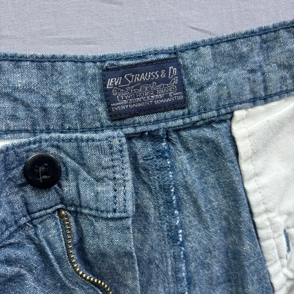 Levis‎ Mens Blue Linen Cotton Blend Chino Shorts Size 42 S40196 Chambray Style